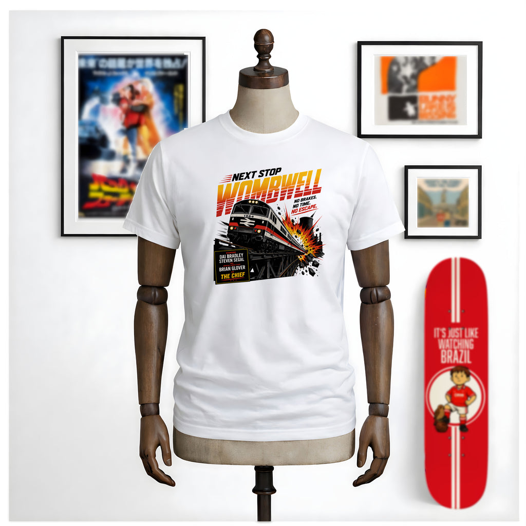 Next Stop Wombwell! Retro 80’s Action Movie Train Unisex T-Shirt