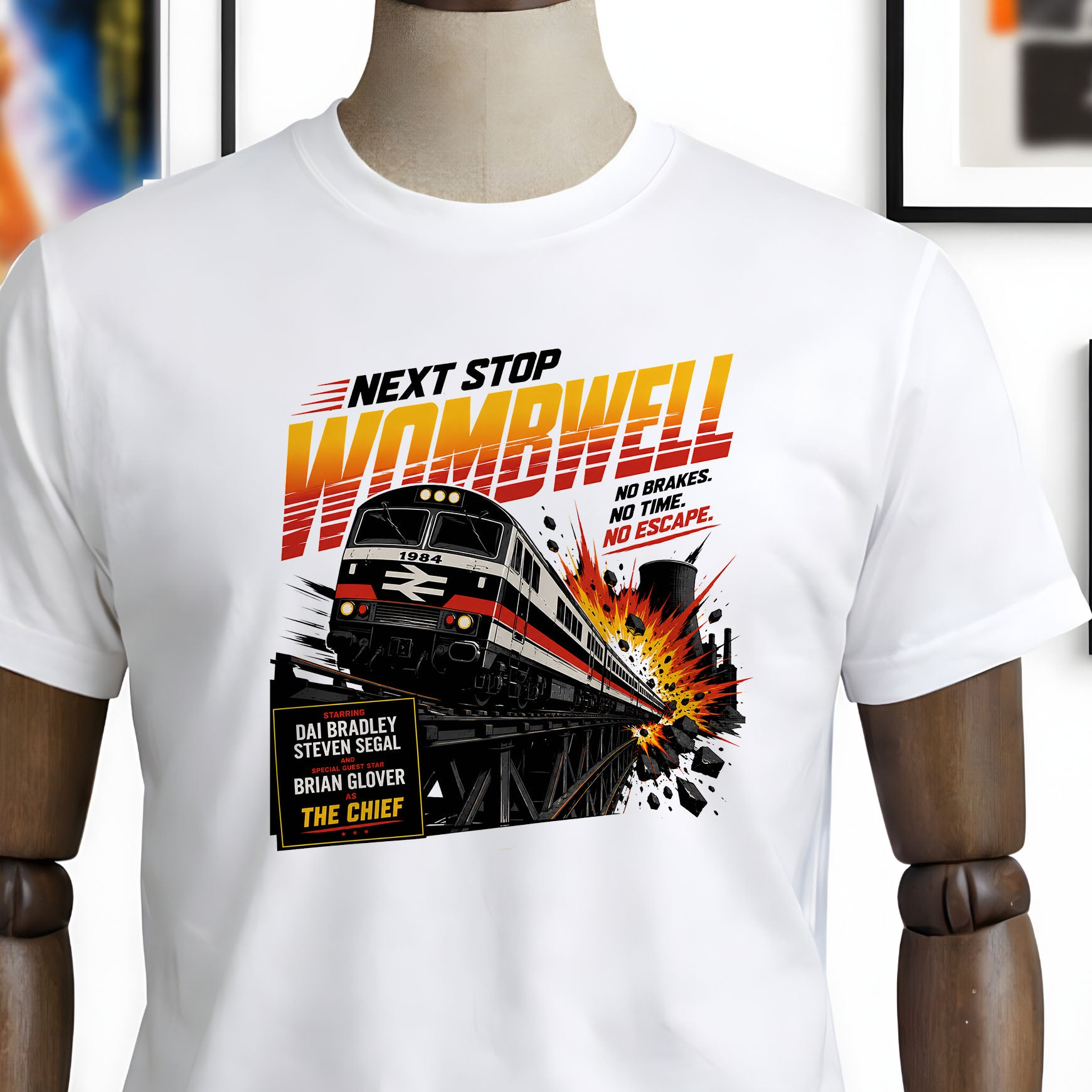 Next Stop Wombwell! Retro 80’s Action Movie Train Unisex T-Shirt