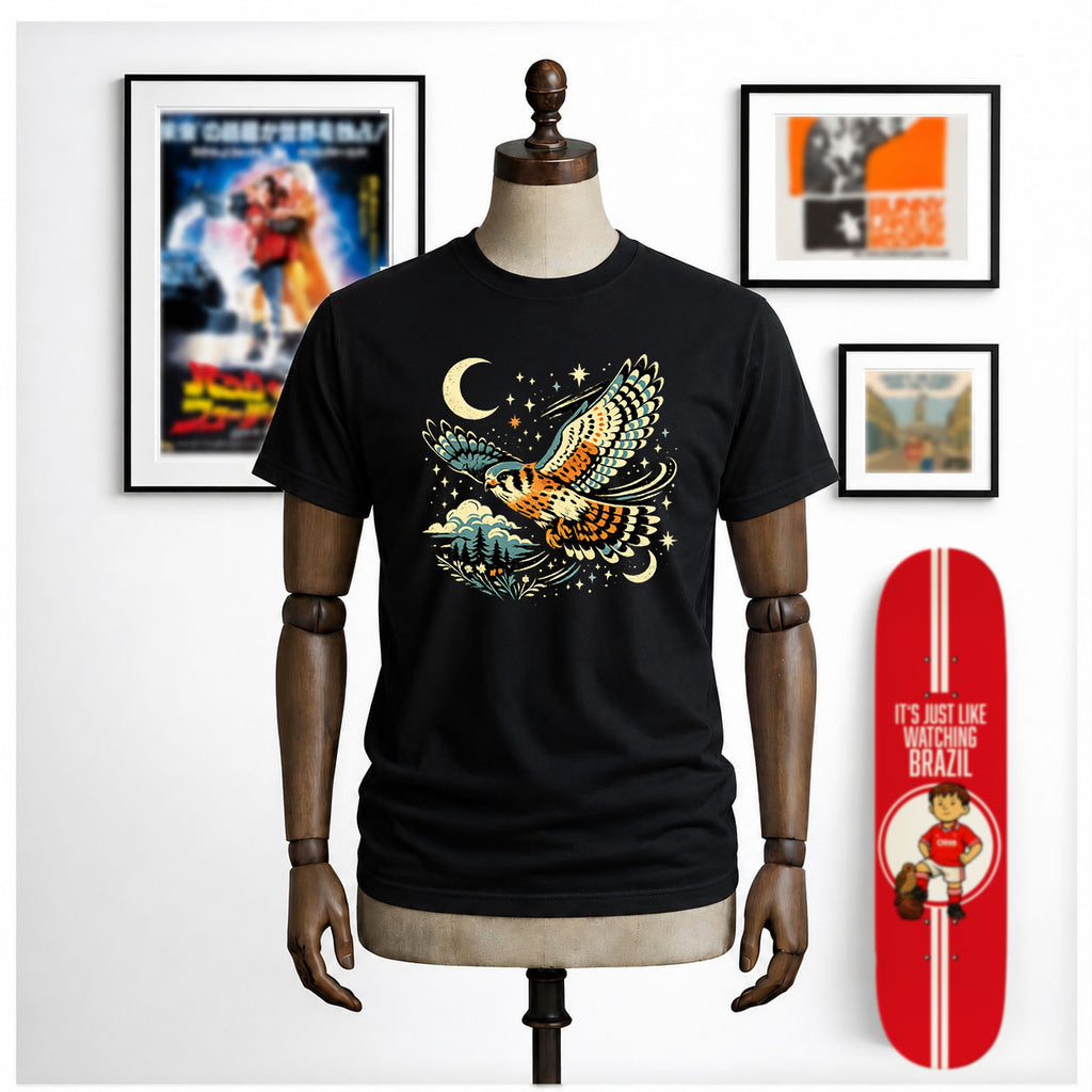 Whimsical Kestrel In Flight T-Shirt