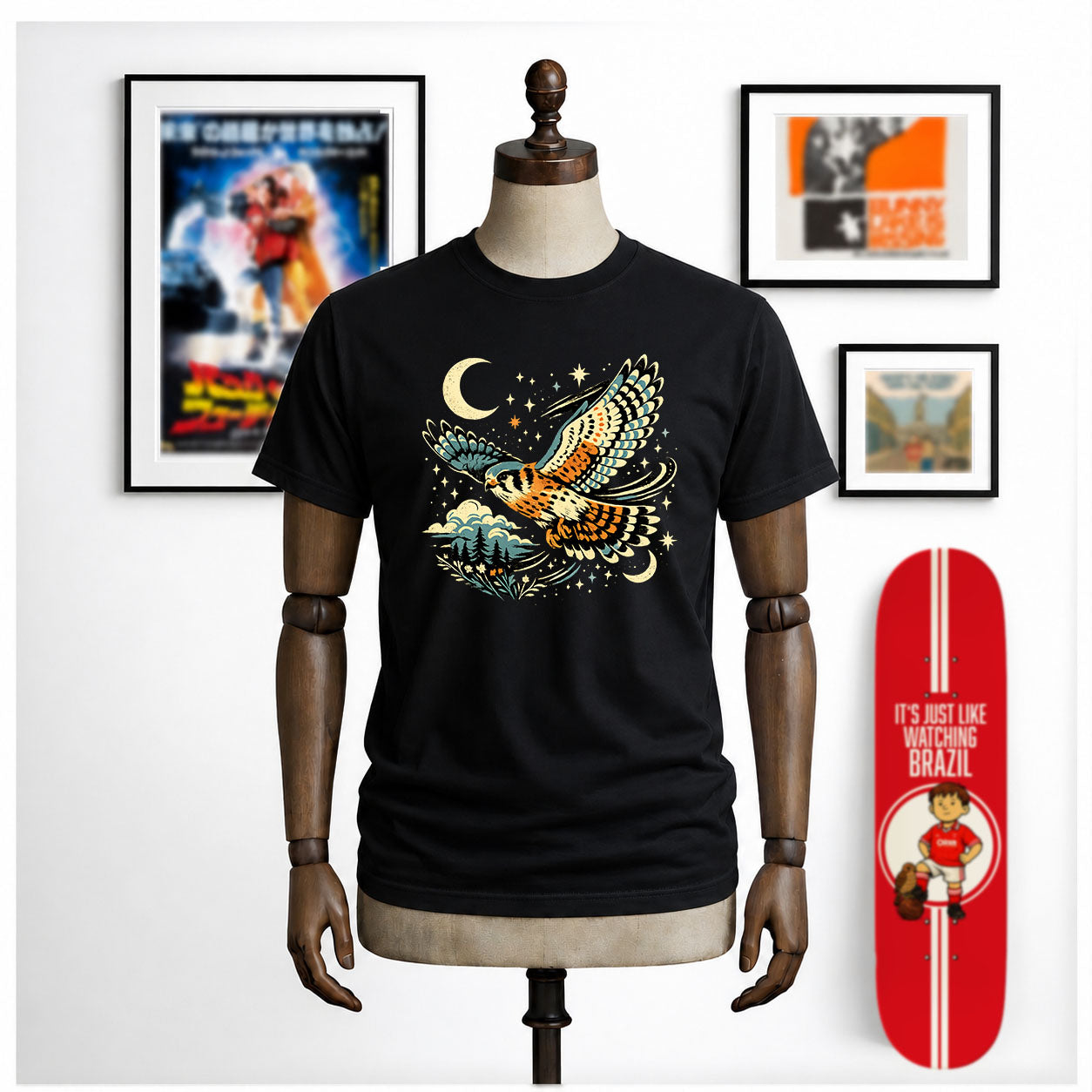 Whimsical Kestrel In Flight T-Shirt